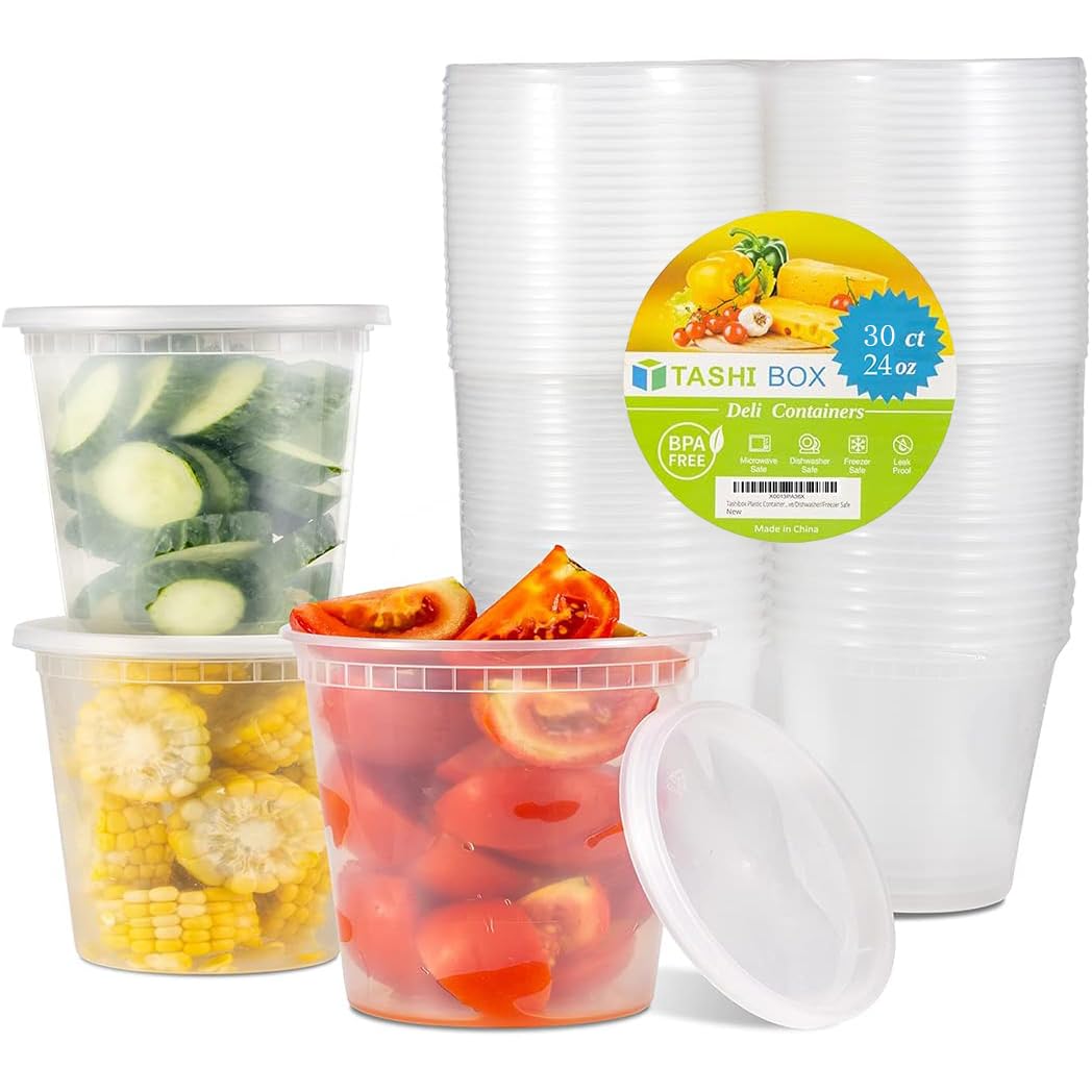 TashiBox [16 oz-36 Sets, Plastic Deli Food Storage Freezer Containers With Airtight Lids，Plastic Microwavable Soup Containers