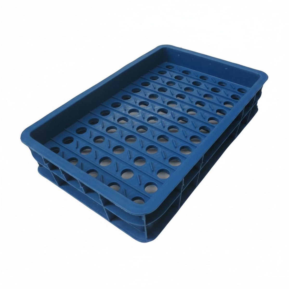 Stackable Blue Plastic Parts Storage Bin with Divider Rack for Beads & Craft Component Organization