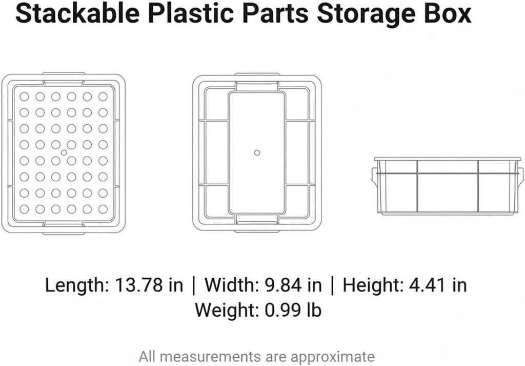 Stackable Blue Plastic Parts Storage Bin with Divider Rack for Beads & Craft Component Organization