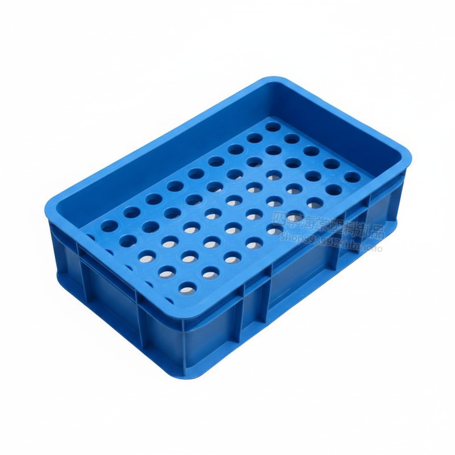Stackable Blue Plastic Parts Storage Bin with Divider Rack for Beads & Craft Component Organization
