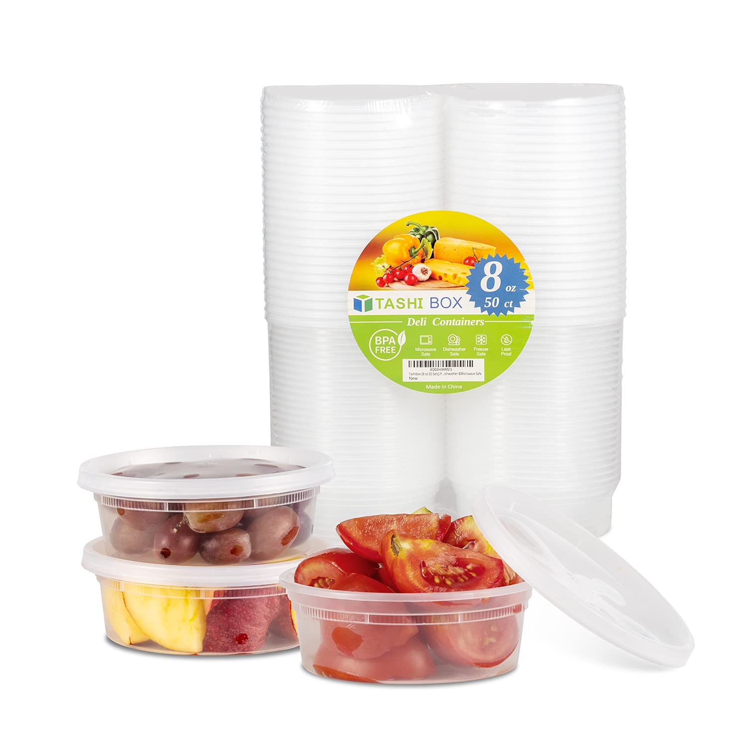 TashiBox Deli Food Containers with Lids 48 Sets (16 & 32 oz 24 Each) - Plastic Food Storage Containers - Clear Disposable Meal Prep Containers, BPA Free, Leakproof, Microwave and Freezer Safe