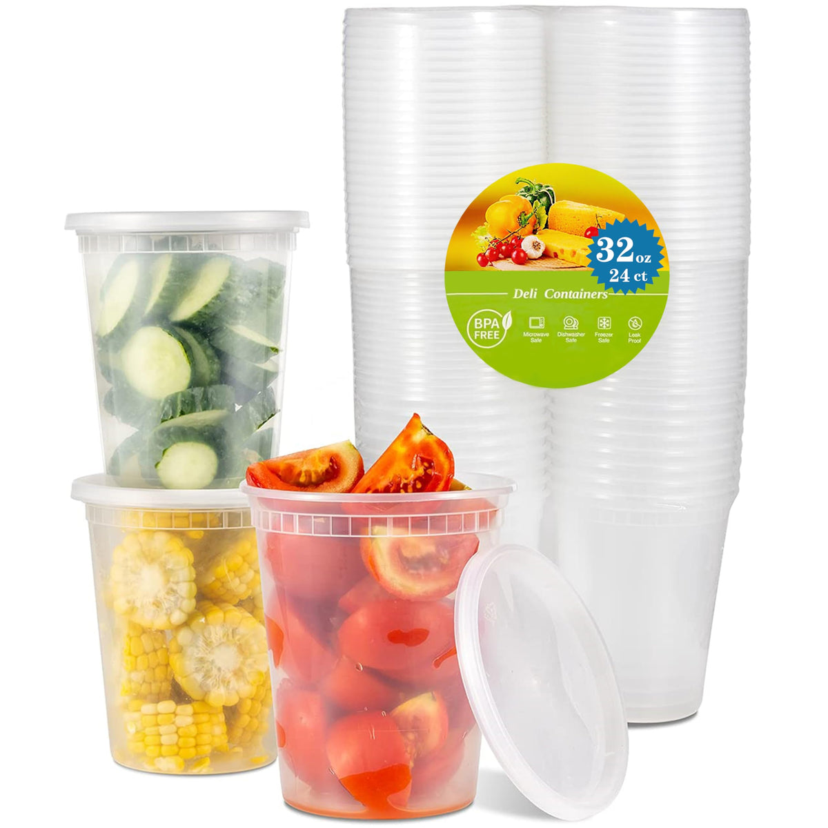 TashiBox [16 oz-36 Sets, Plastic Deli Food Storage Freezer Containers With Airtight Lids，Plastic Microwavable Soup Containers