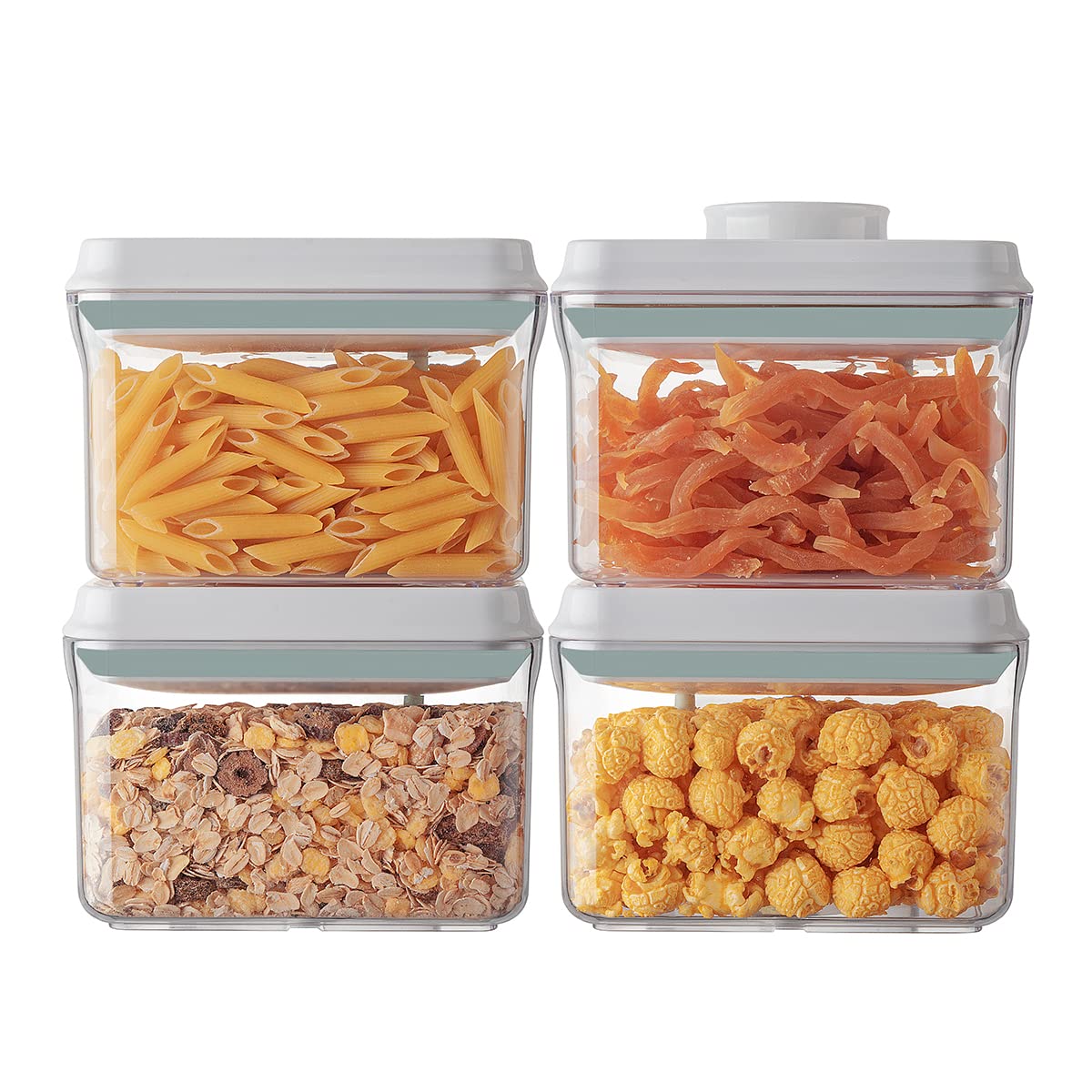 Rotating Food Storage Containers Set of 6, 23oz (690ml) Clear PET Jars with Dual Pour Lids, 360° Lazy Susan Pantry Organizer for Snacks, Cereal, Nuts, Oats & Dry Foods, Kitchen Grain Dispenser