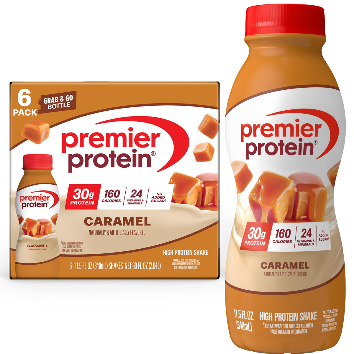 Premier Protein 30g High Protein Shake, Chocolate, 12 Pack Bottles, Vegetarian