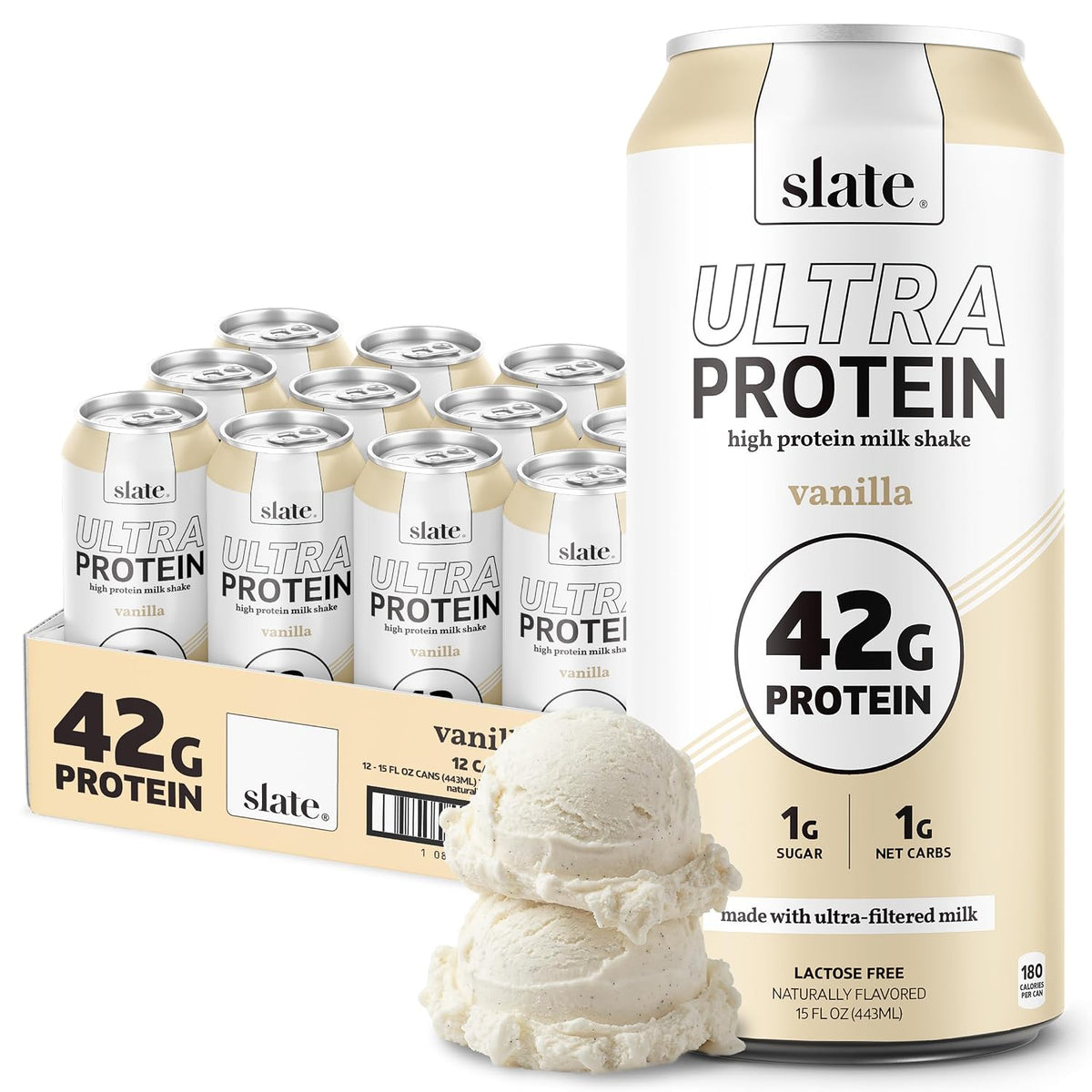 Slate Milk Vanilla Ultra 42g High Protein Milk Shake (12 Cans)