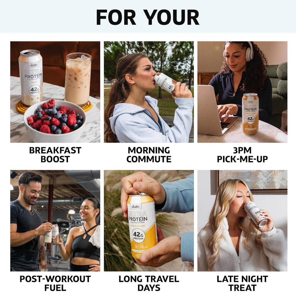 Slate Milk Vanilla Ultra 42g High Protein Milk Shake (12 Cans)