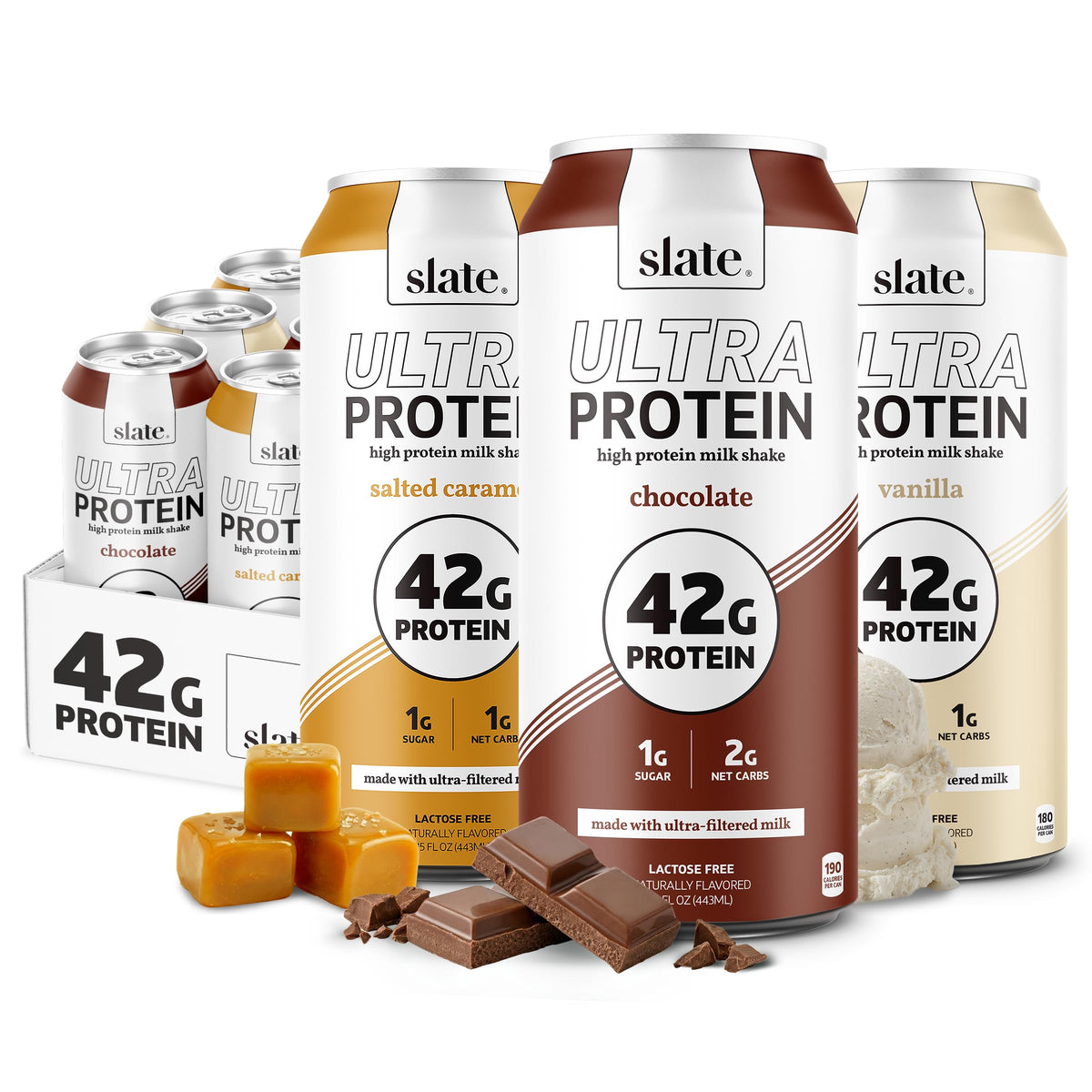Slate Milk Vanilla Ultra 42g High Protein Milk Shake (12 Cans)